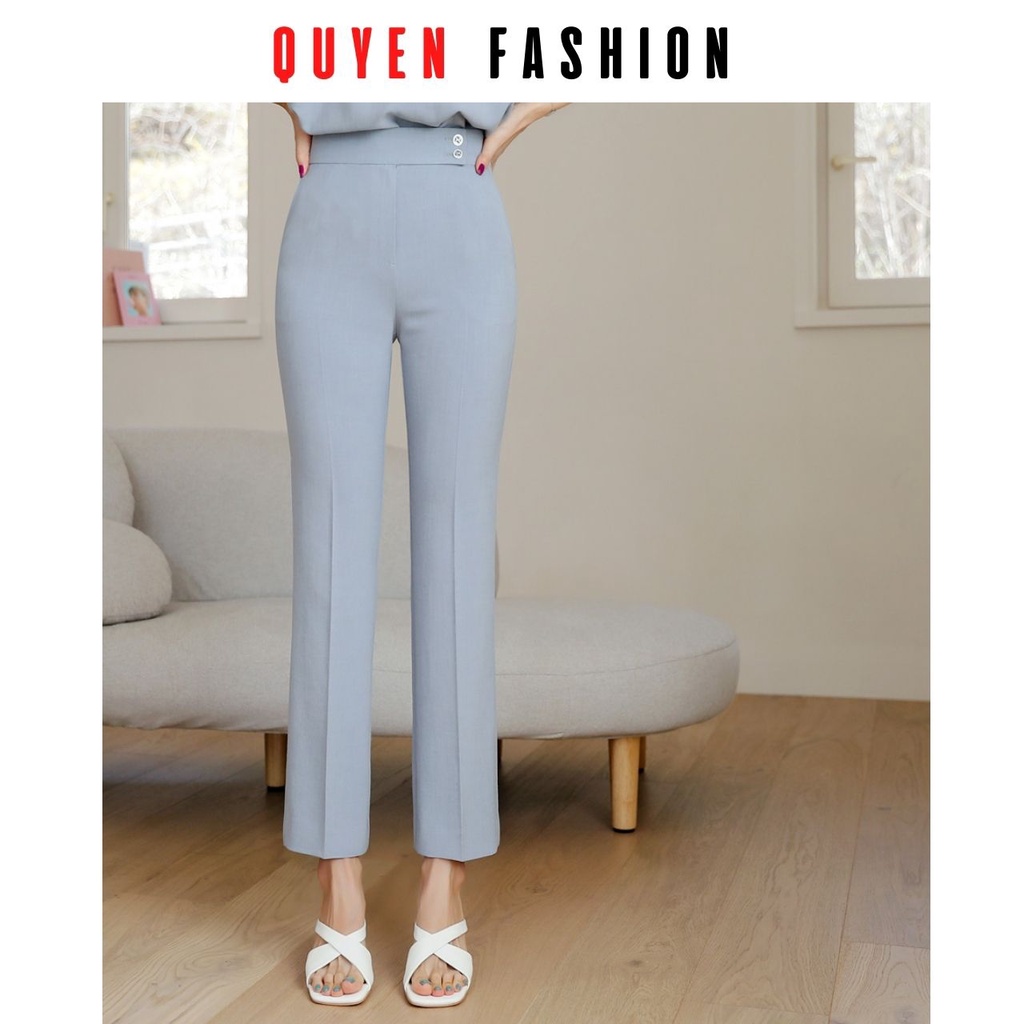 Quần tây nữ công sở màu xanh Pastel kiểu dáng suông đứng thời trang thanh lịch KQ136