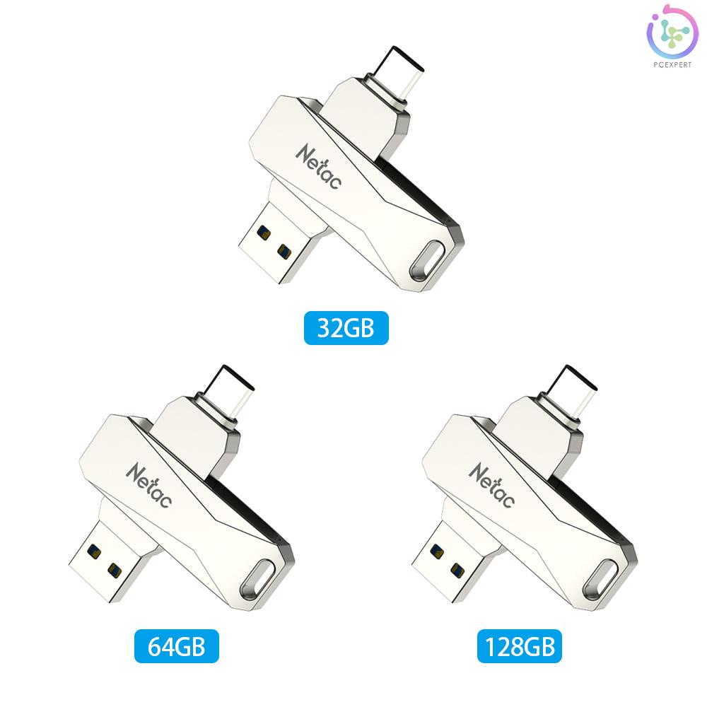 Netac U782C 64GB Type-C + USB Double Interface Flash Drive Plug &amp; Play Mobile Phone Memory Expansion U Disk Silver