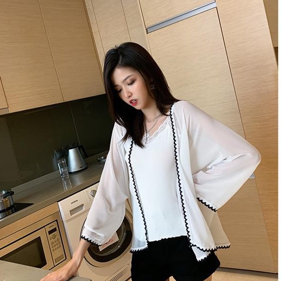 Áo Khoác cardigan Vải chiffon Mỏng Tay Dài Thời Trang Mùa Hè Cho Nữ
