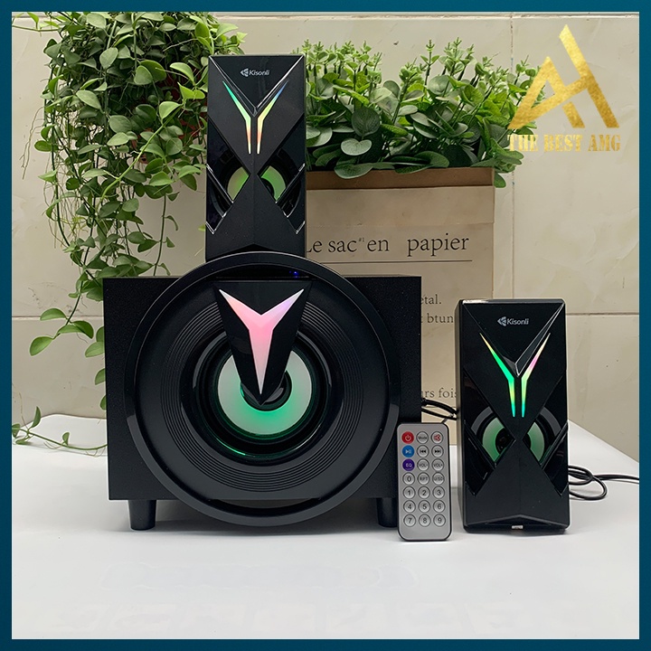 Loa Máy Tính Để Bàn Bluetooth Chính Hãng  LED RGB 2.1 Kisonli TM-1000U Loa Vi Tính Nghe Nhạc Laptop Pc Gaming