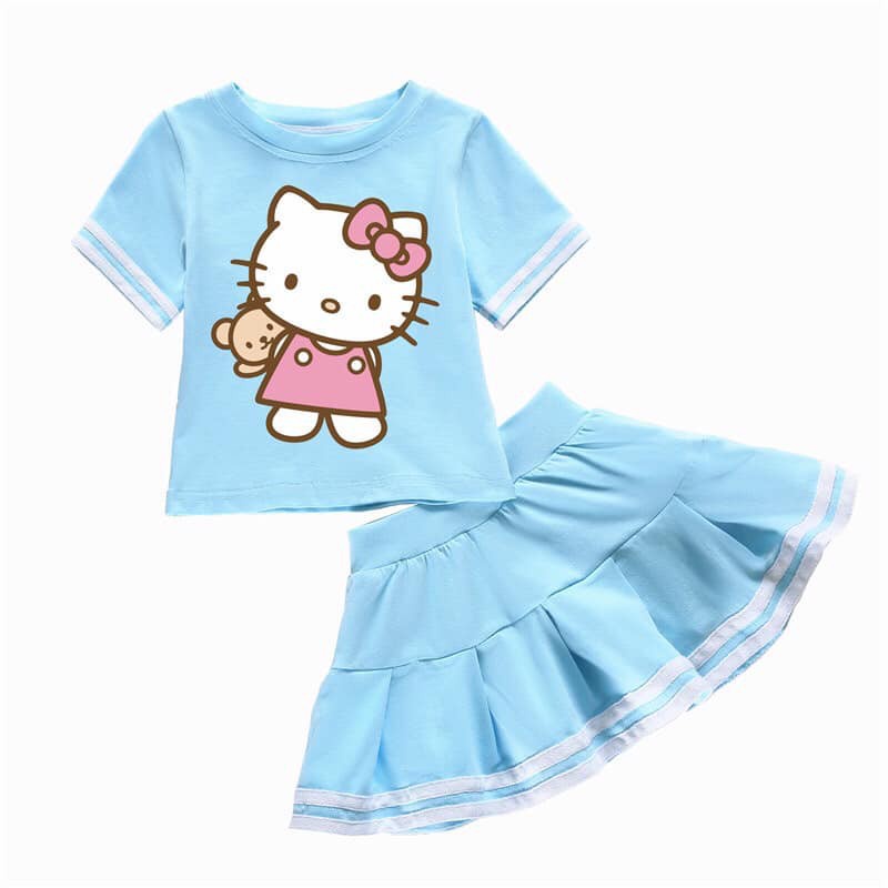Đồ bộ trẻ em cho bé gái set áo kity mix chân váy xòe siêu xinh JIMADO SL836