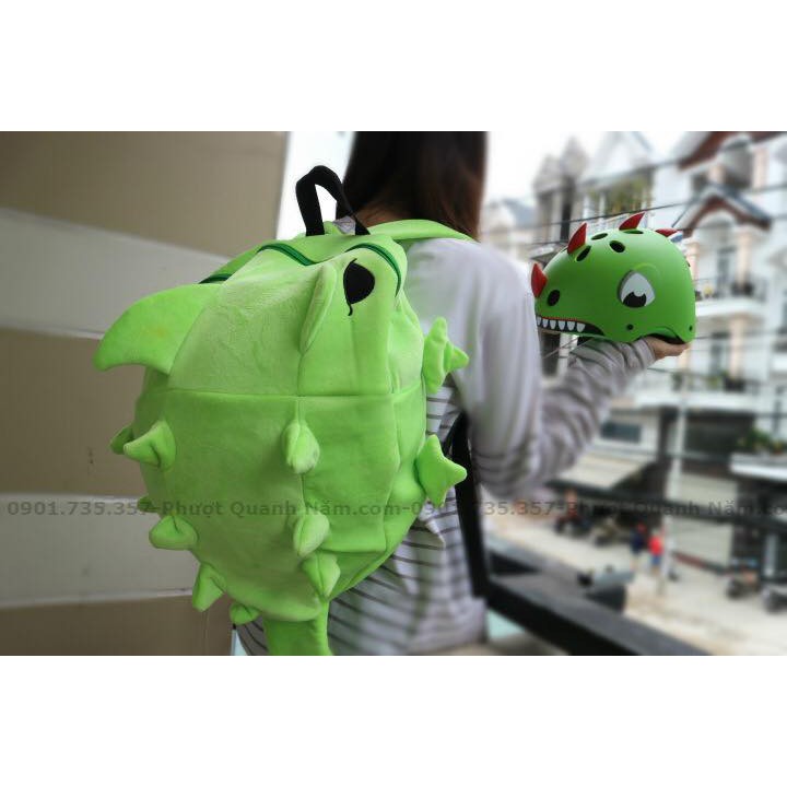 Balo Khủng long size lớn Màu Xanh Lá và Cam, size lớn