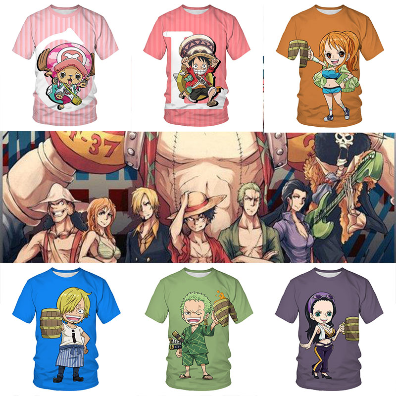 Gree Áo Thun Tay Ngắn In Hình Nhân Vật Luffy Zoro Sanji Chopper Cá Tính