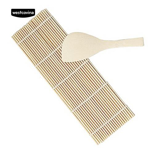 Home Sushi Rolling Maker Bamboo Material Roller DIY Mat with Rice Paddle