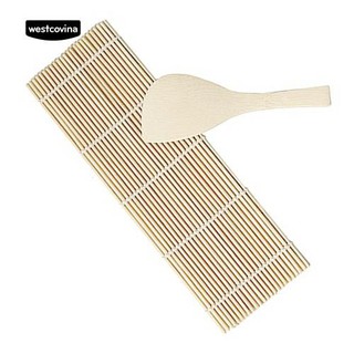 Home Sushi Rolling Maker Bamboo Material Roller DIY Mat with Rice Paddle