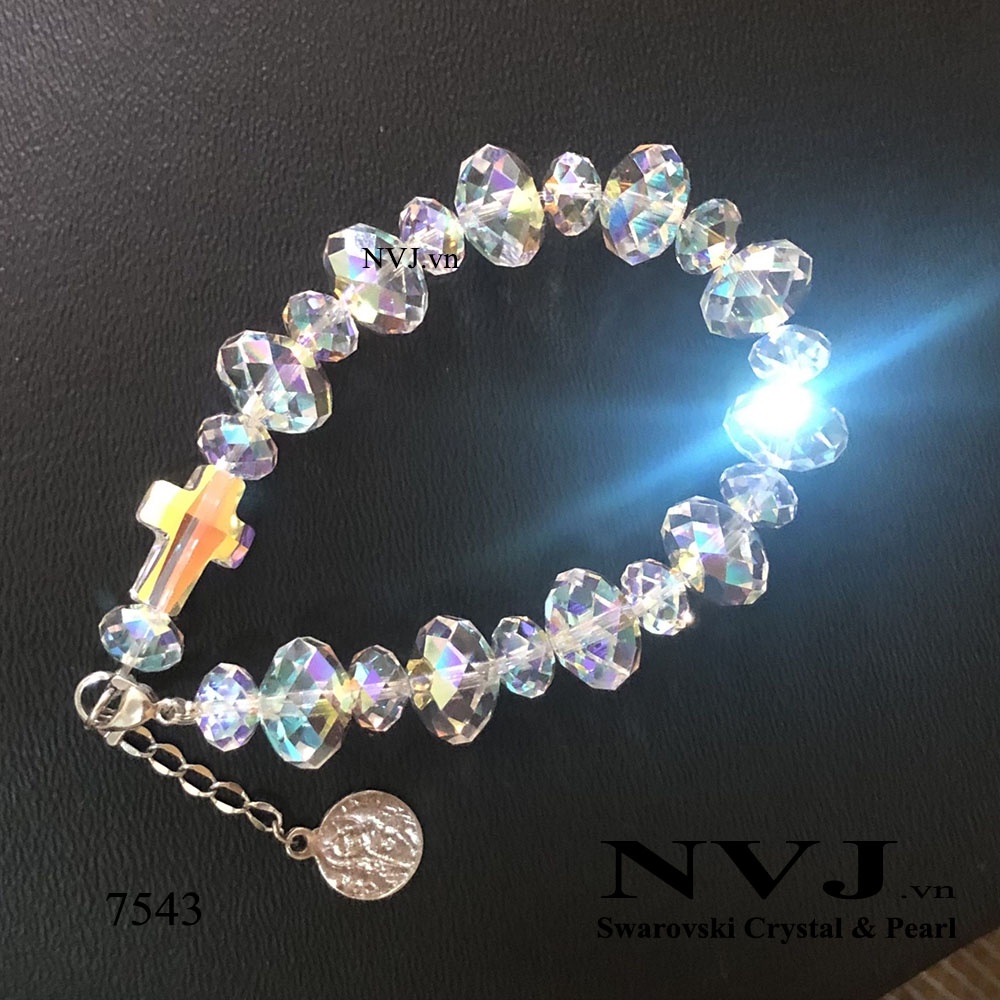 Chuỗi mân côi pha lê Swarovski hạt bánh cam 12ly & 8ly siêu lấp lánh sang trọng 5040 001AB briolette