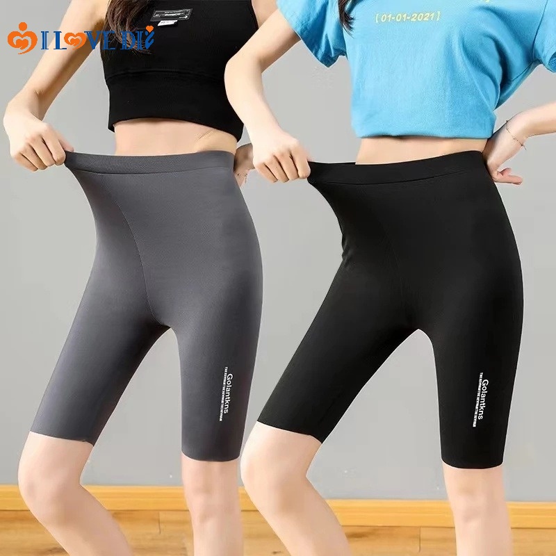 L/xl Quần Legging Tập Yoga Lưng Cao Định Hình Cơ Thể Màu Trơn Bằng Lụa Băng Không Đường May Độ Co Giãn Cao Dành Cho Nữ