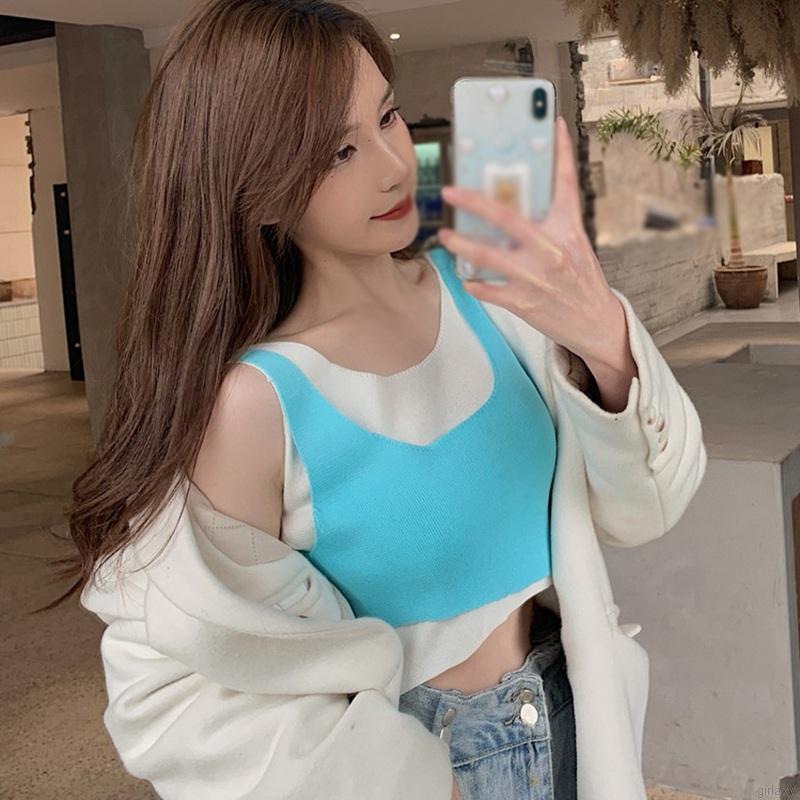 Áo sát nách dáng lưng không tay phối màu sắc thời trang nữ tính