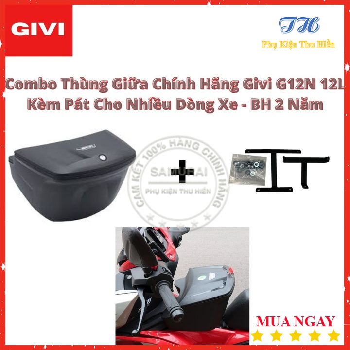 Combo Thùng Giữa Chính Hãng Givi G12N 12L Kèm Pát Cho Nhiều Dòng Xe - BH 2 Năm