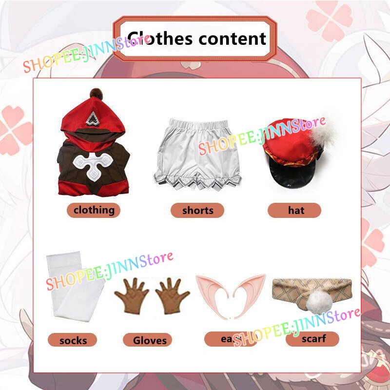 Set trang phục hóa trang anime Genshin Impact Klee phong cách Trung Hoa thời trang/ Tóc giả/ Ba lô và búp bê