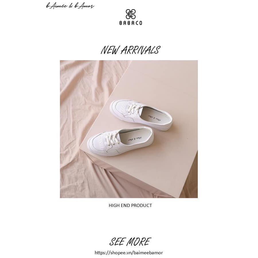 Giày sneaker nữ thể thao màu trắng đẹp dáng giày bata cổ thấp đế bằng thời trang bAimée &amp; bAmor – MS0762