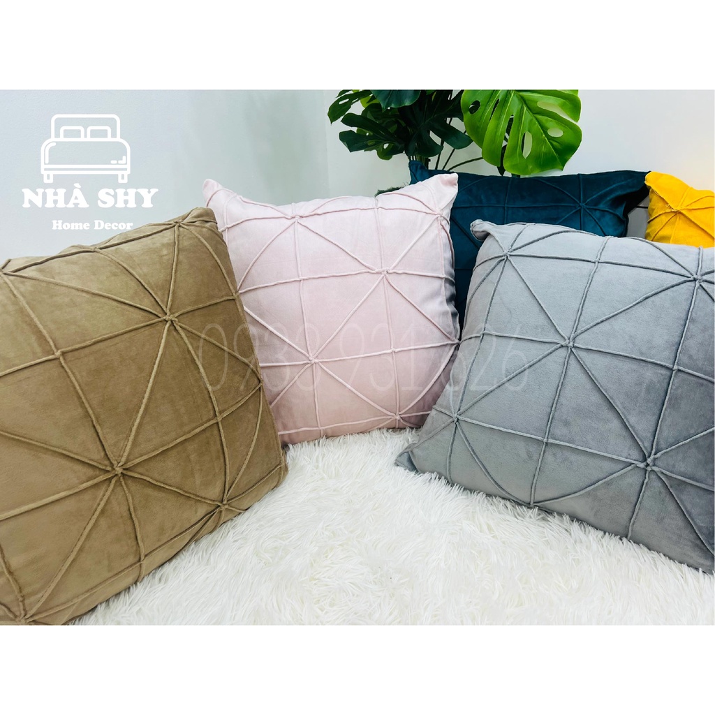 GỐI TỰA SOFA NỈ NHUNG HỌA TIẾT ZICZAC SIZE 45X45CM