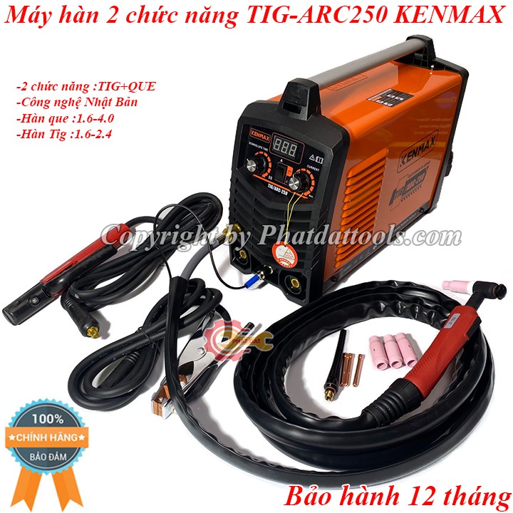 Máy hàn điện tử TIG/ARC-250A KENMAX 2 chức năng-Công nghệ IGBT Nhật Bản-Đầy đủ phụ kiện-Bảo hành 12 tháng