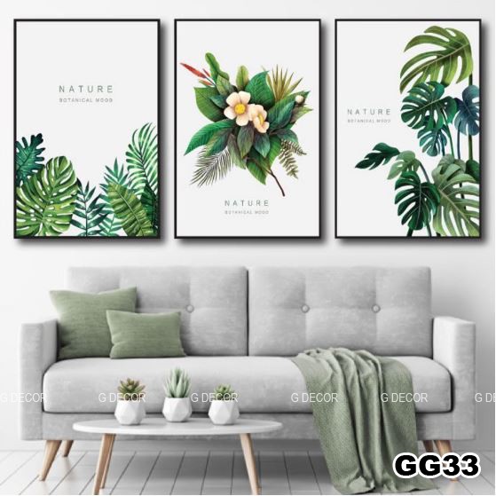 Tranh treo tường canvas khung gỗ 3 bức phong cách hiện đại Bắc Âu tranh decor trang trí phòng khách phòng ngủ spa 30