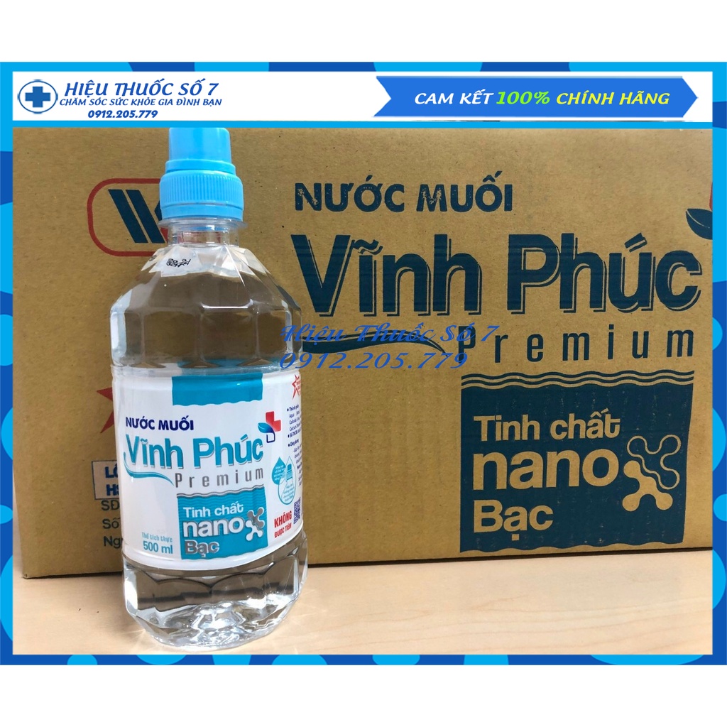 [MẪU MỚI] Nước muối Vĩnh Phúc Premium Tinh chất Nano Bạc - Tăng cường khả năng diệt khuẩn chai 500ml