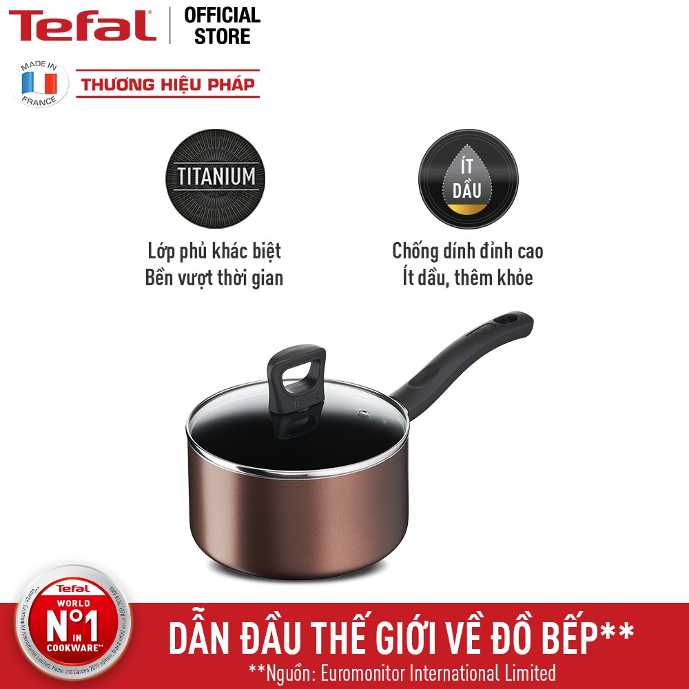 TEFAL- Dùng được bếp từ- Nồi cán dài/ quánh Day By Day G1432305 size 18cm nấu gì cũng tiện- hàng chính hãng.