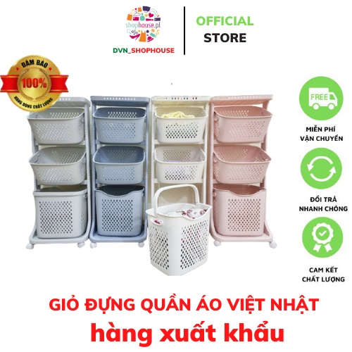 Giỏ đựng quần áo 3 tầng nhựa Plastic có bánh xe - giỏ đựng đồ giặt nhựa ABS cao cấp - ĐỔI TRẢ 14 NGÀY