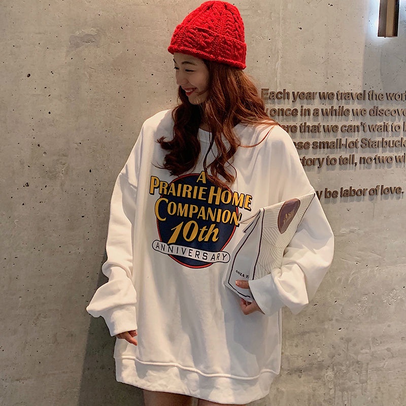 Áo sweater cổ tròn dáng rộng thiết kế mới thời trang mùa xuân theo phong cách Hàn Quốc cho nữ 2021