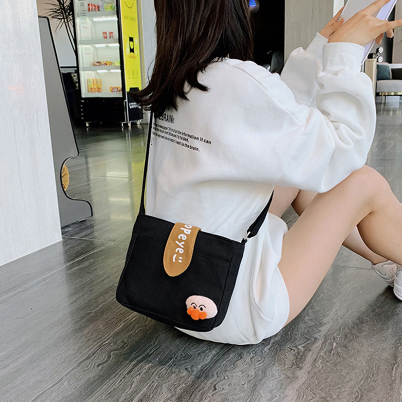 Túi Vải Canvas Đeo Chéo Phong Cách Hàn Quốc Dành Cho Nữ JP5