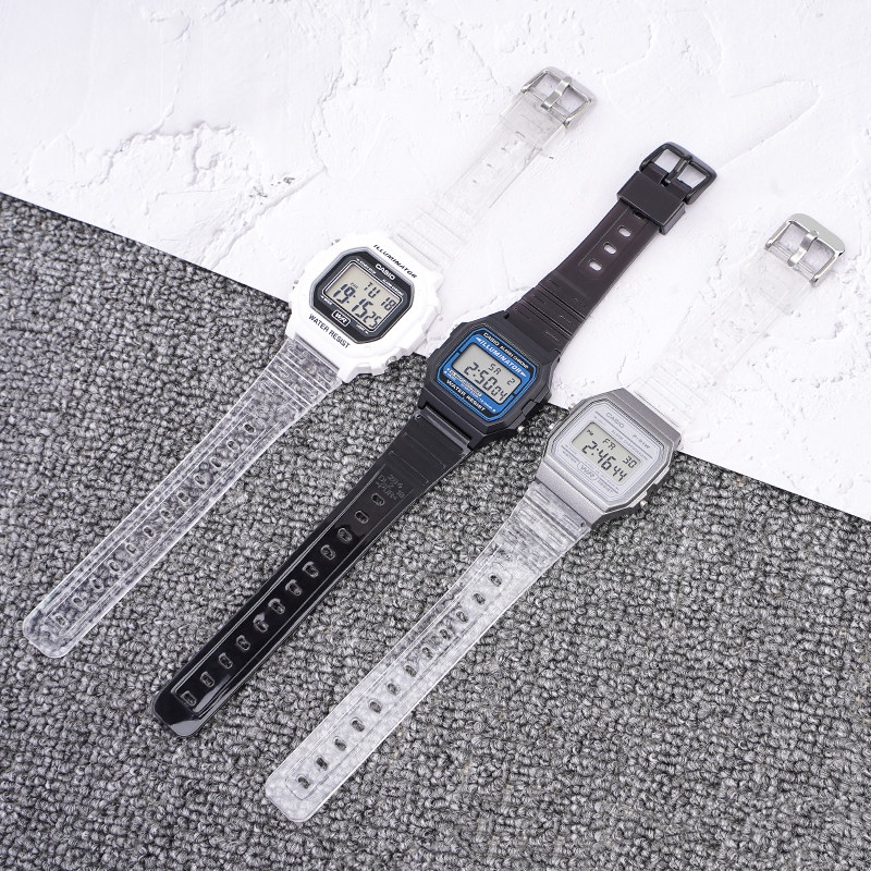 Dây Đeo Silicone Cho Đồng Hồ Casio F-91W F84 F105 108 A158 A168 AE-1200 1300 Màu Đen