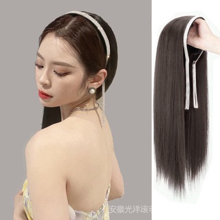 Tóc giả dài thẳng đính đá có thể tháo rời kèm băng đô cài tóc giả cho nữ ahgxgdt.my9.16
