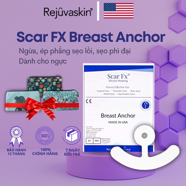 Miếng dán xóa mờ sẹo phẫu thuật ngực REJUVASKIN Scar FX Breast Anchor