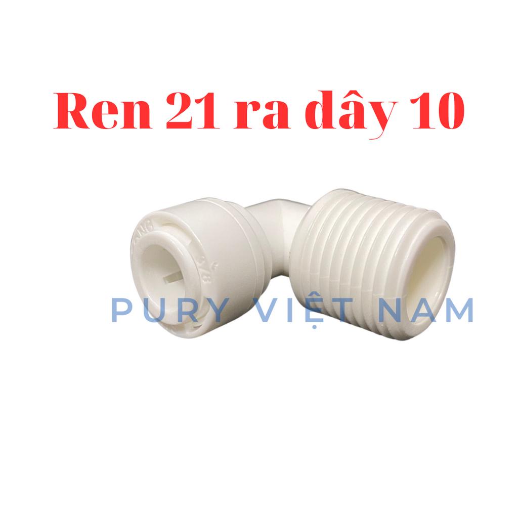 Cút Nối Thẳng Nối Nhanh 1 Đầu Ren 21 và 1 Đầu Dây 6mm hoặc 10mm   --- Nối Thẳng Ren 21