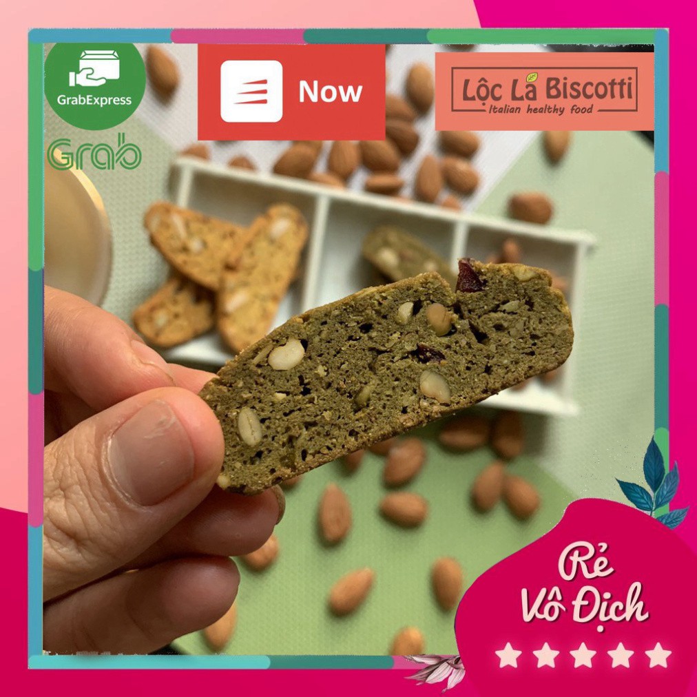 Sale 300gr Biscotti Lộc Lá Healthy vị Trà Xanh ,7 loại ngũ cốc không đường, không chất bảo quản, 100% từ lúa mạch nguyên