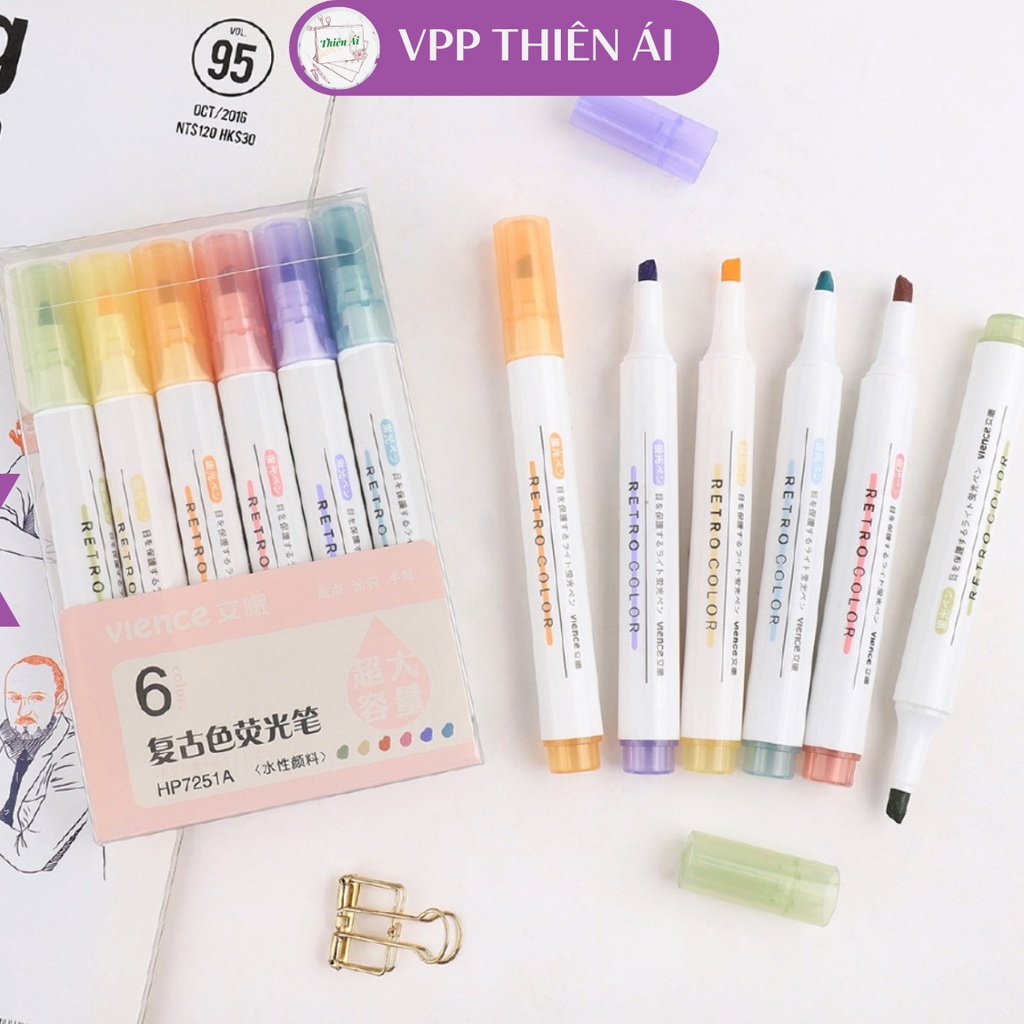 [Mã LIFEBOOK2 giảm 10% đơn 0Đ] Bút highlight pastel dạ quang ghi nhớ dòng cute đánh dấu nhiều màu