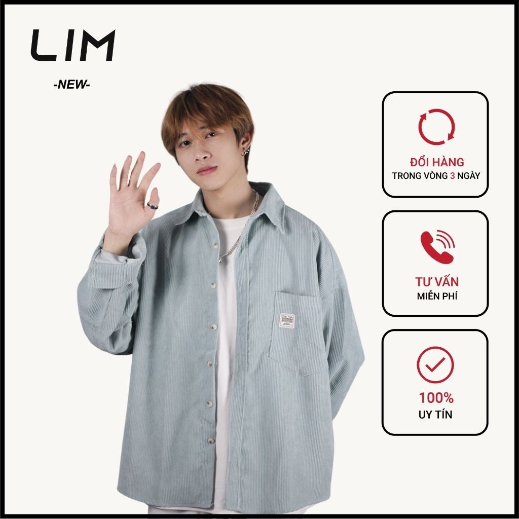 Áo sơ mi nam nữ Lim form rộng dài tay chất vải mềm mịn