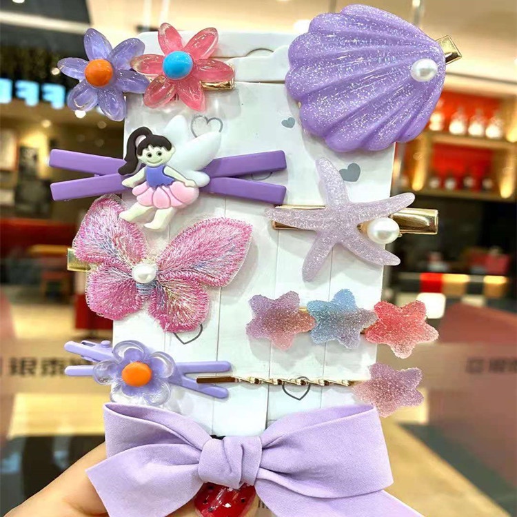 Set 9 kẹp tóc nơ phong cách Hàn Quốc mới cho bé gái