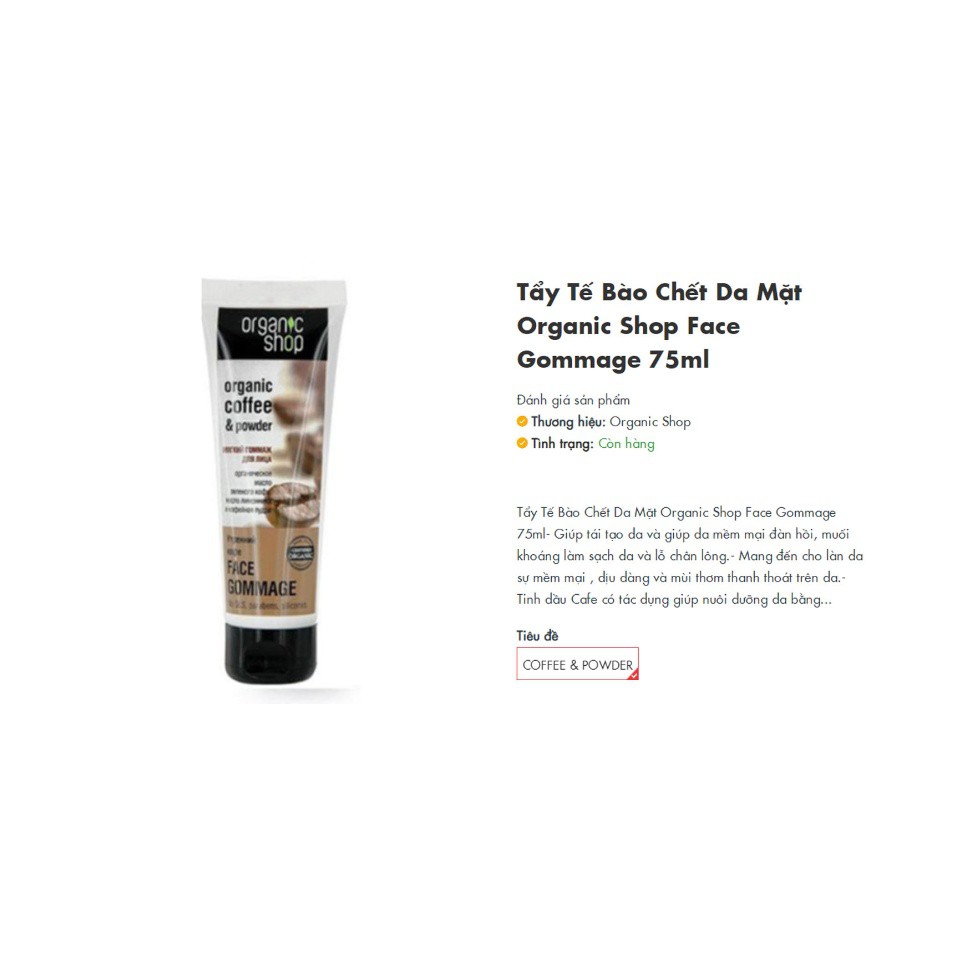 Kem tẩy da chết dịu nhẹ dành cho da mặt Organic shop Soft Face Gommage 75ml | BigBuy360 - bigbuy360.vn