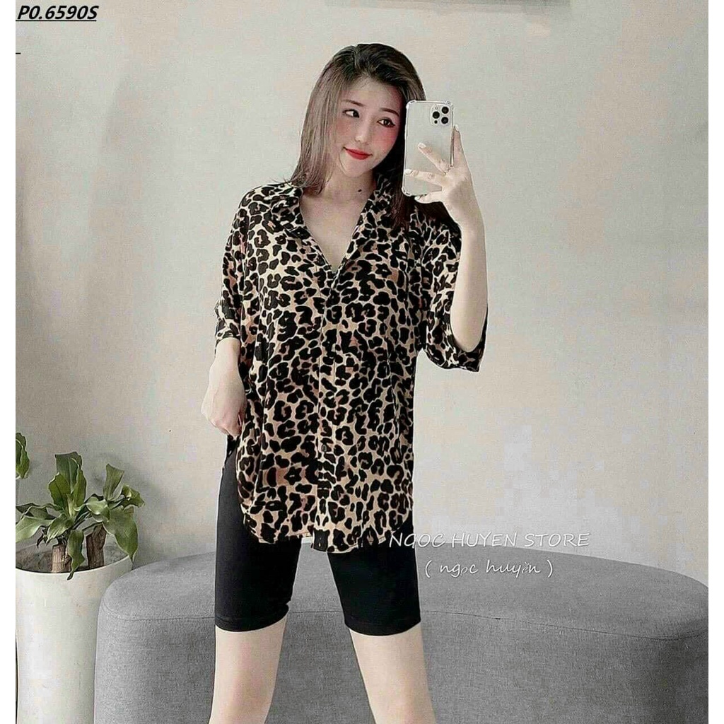 Set sơ mi beo + quần thun ngố, set áo lụa beo tay lỡ quần ôm legging, set bộ mặc đi chơi , mặc nhà cá tính, xinh xắn