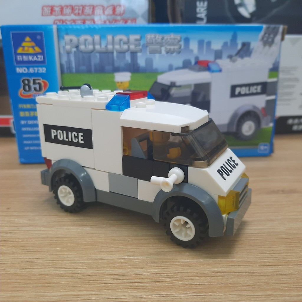 Đồ chơi lắp ghéptrẻ em mô hình xe ô tô cảnh sát gồm 85 chi tiết nhựa ABS