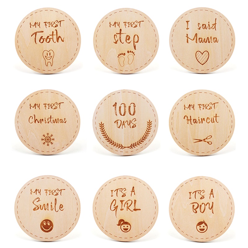 Thẻ Gỗ Đánh Dấu Cột Mốc Phát Triển Theo Tháng Làm Thủ Công Kỷ Niệm Cho Bé Sơ