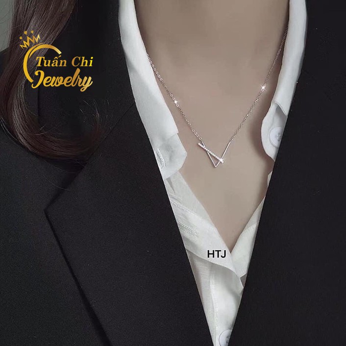 Dây Chuyền Bạc ⚡SALE SỐC⚡ Vòng Cổ Bạc Nữ Kiểu Dây Liền Mặt Cách Điệu Dáng Hàn Quốc