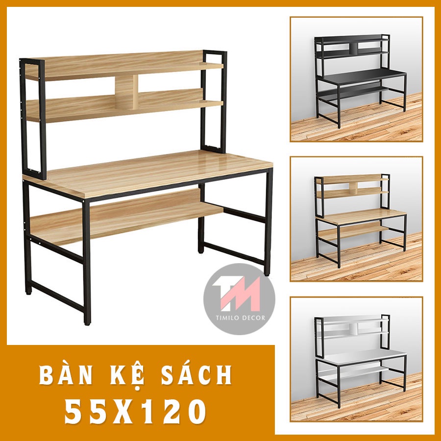 Bàn làm việc đa năng kèm kệ sách, chất liệu bằng gỗ MDF đẹp chất lượng cao dày 17mm,lắp ráp dễ dàng vận chuyển