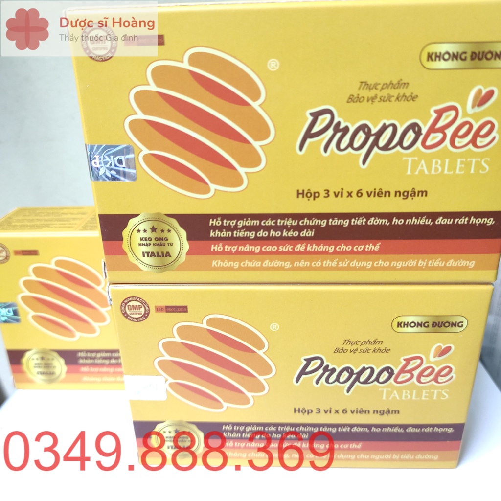 Viên Ngậm Keo Ong Propobee Không Đường - Giảm Ho, Đau Rát Họng - Hộp 18 viên