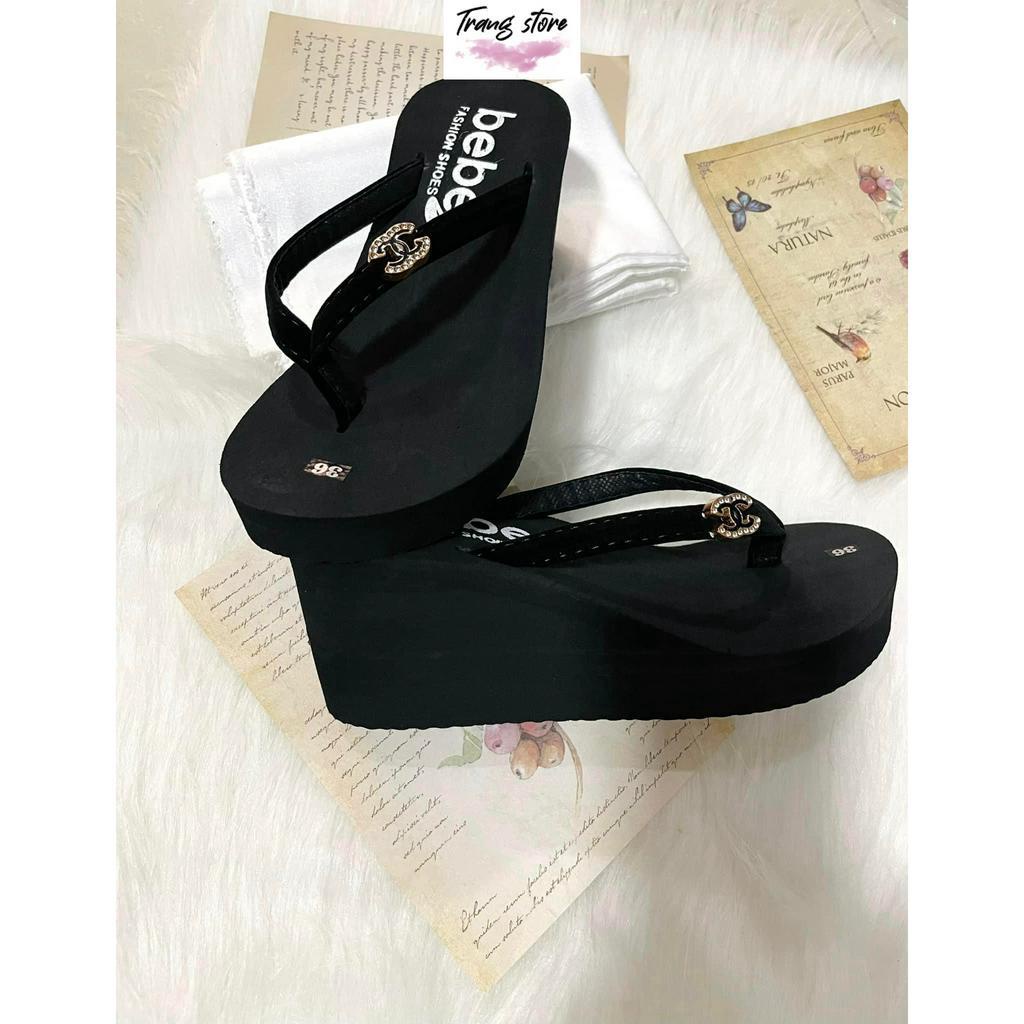 Dép lê xốp kẹp nữ 7cm đế dày cao gót quai xỏ(siêu rẻ)