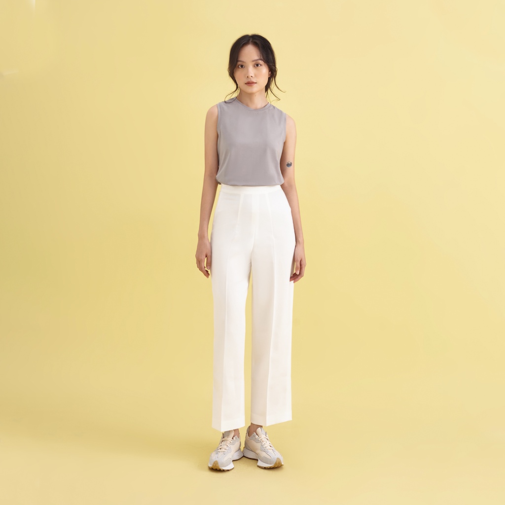 Andabove - Quần tây nữ ống Suông dây kéo bên hông - Straight Pants - Màu Đen/Trắng