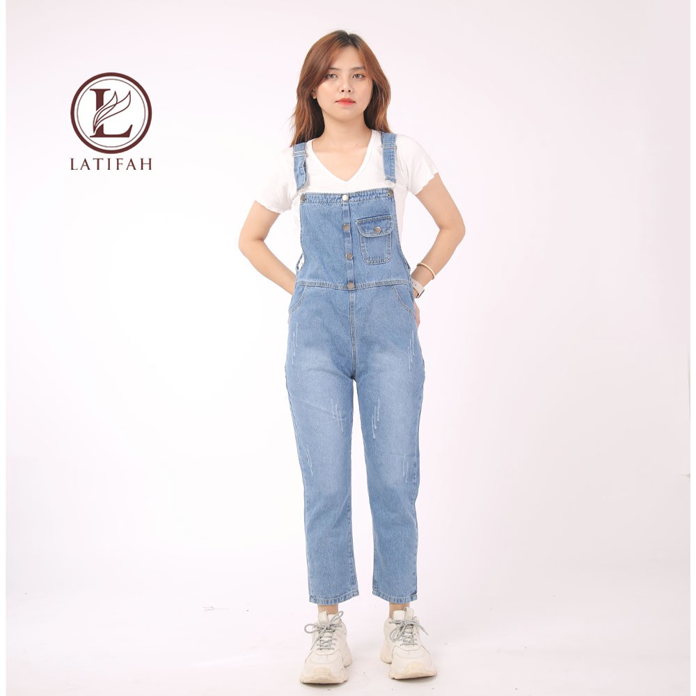 [Mã BMLTA50 giảm 50K đơn 150K] Quần yếm jean dài nữ LATIFAH 5 cúc YJ012 phong cách trẻ trung năng động