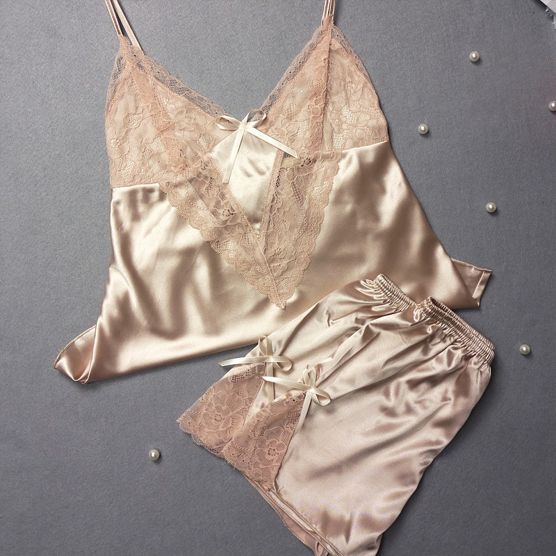 Bộ đồ ngủ đẹp sexy satin lụa AMUSE V24 🔥bigsize 40tới 65KG🔥cổ tim phối ren nơ cao cấp_váy ngủ sexy sale giá rẻ | BigBuy360 - bigbuy360.vn