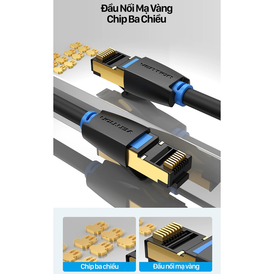 Dây cáp mạng Lan Cat8 tốc độ siêu cao 40Gbps 2022 1m 1,5m 2m Cat 8 tốt nhất chính hãng Vention