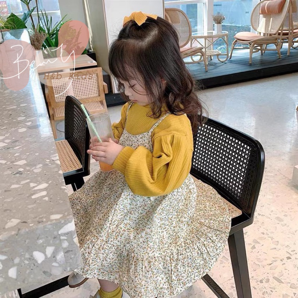 TẾT 2023: Sét ÁO TĂM GÂN + VÁY, ĐẦM HOA 2 DÂY cho bé gái 8-20kg