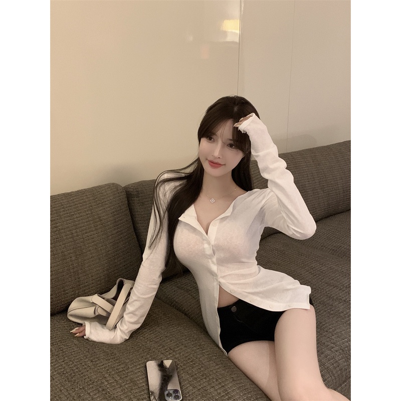 Áo Thun cardigan Mỏng Tay Dài Ôm Eo Thoáng Khí Chống Nắng Dễ Phối Đồ Cho Nữ
