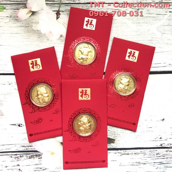 Bao lì xì mạ vàng Con Trâu Vip (mẫu ngẫu nhiên) chất liệu Giấy bìa, hộp nhựa - SP005084