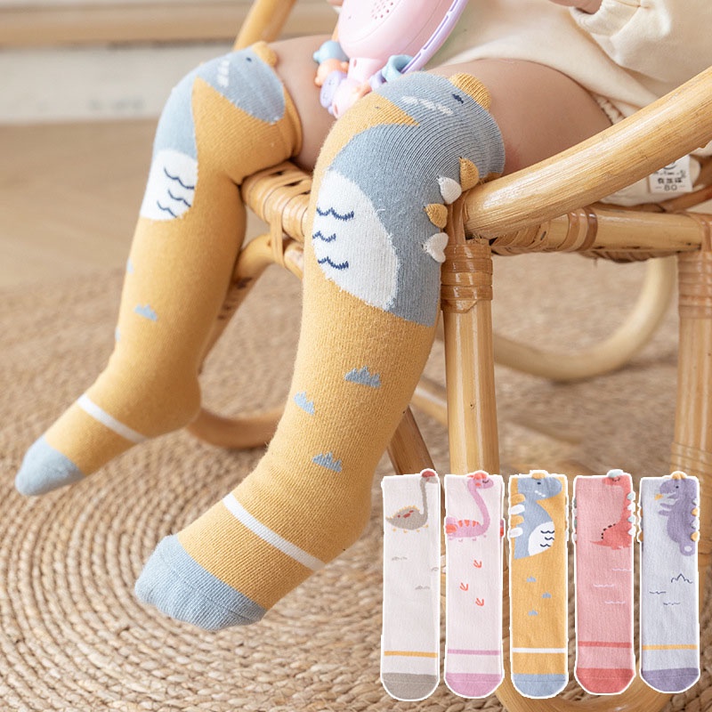 Vớ cotton trẻ em dài đến gối giữ ấm mùa đông họa tiết động vật hoạt hình