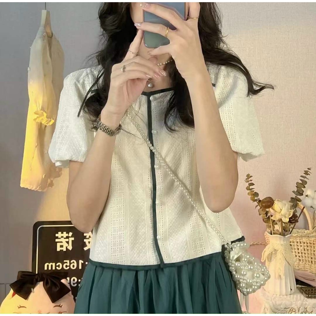 Áo Thiết Kế Kẻ Viền Sọc 2 màu Freesize Esmée