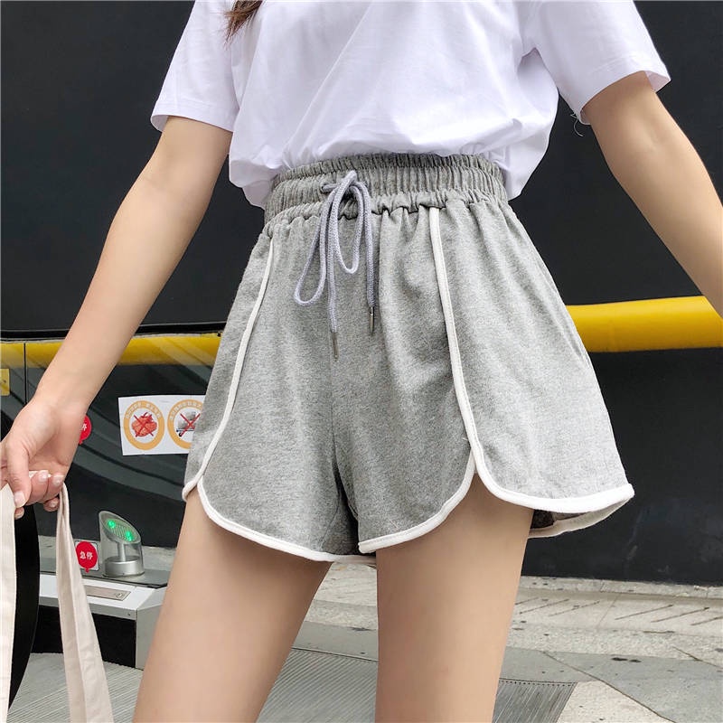 Quần Short Thể Thao Lưng Cao Ống Rộng Phong Cách Hàn Quốc Cho Nữ