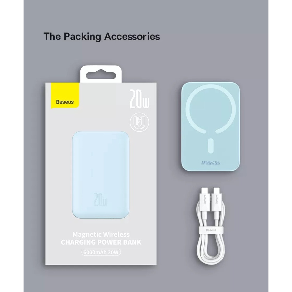 Pin sạc dự phòng không dây Baseus Magnetic Wireless 6.000mAh 20W